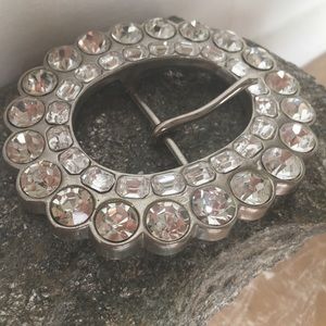 Vintage Glass Rhinestone Belt Buckle!